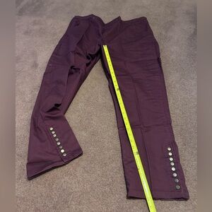 Salon studio 2X plum colored style, pocketed pants with snaps at the ankle